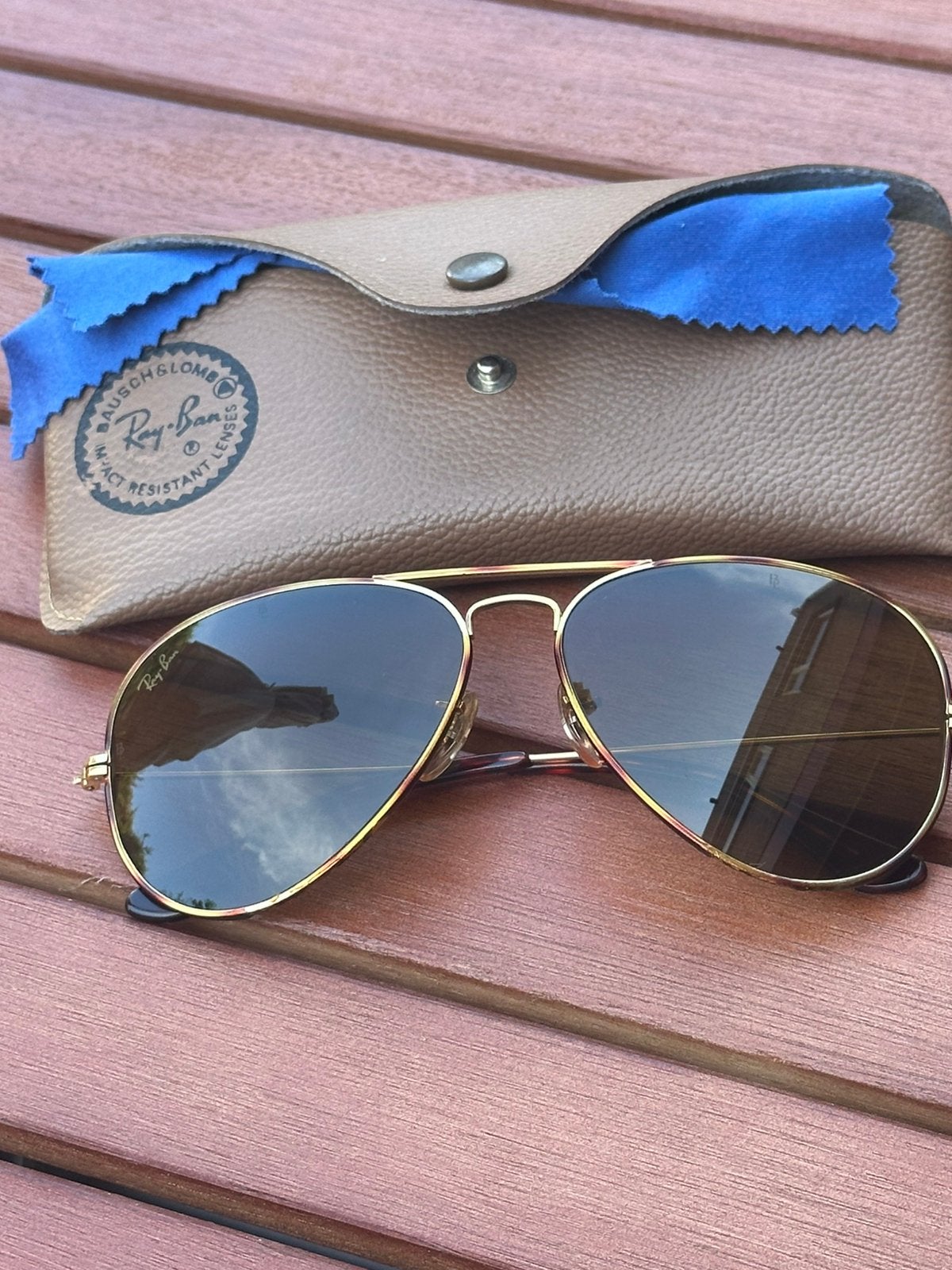 Ray-Ban USA Aviator Tortuga 58/14 B&L Zonnebril, Zonnebril, Bruin, Ophalen of Verzenden, Zo goed als nieuw