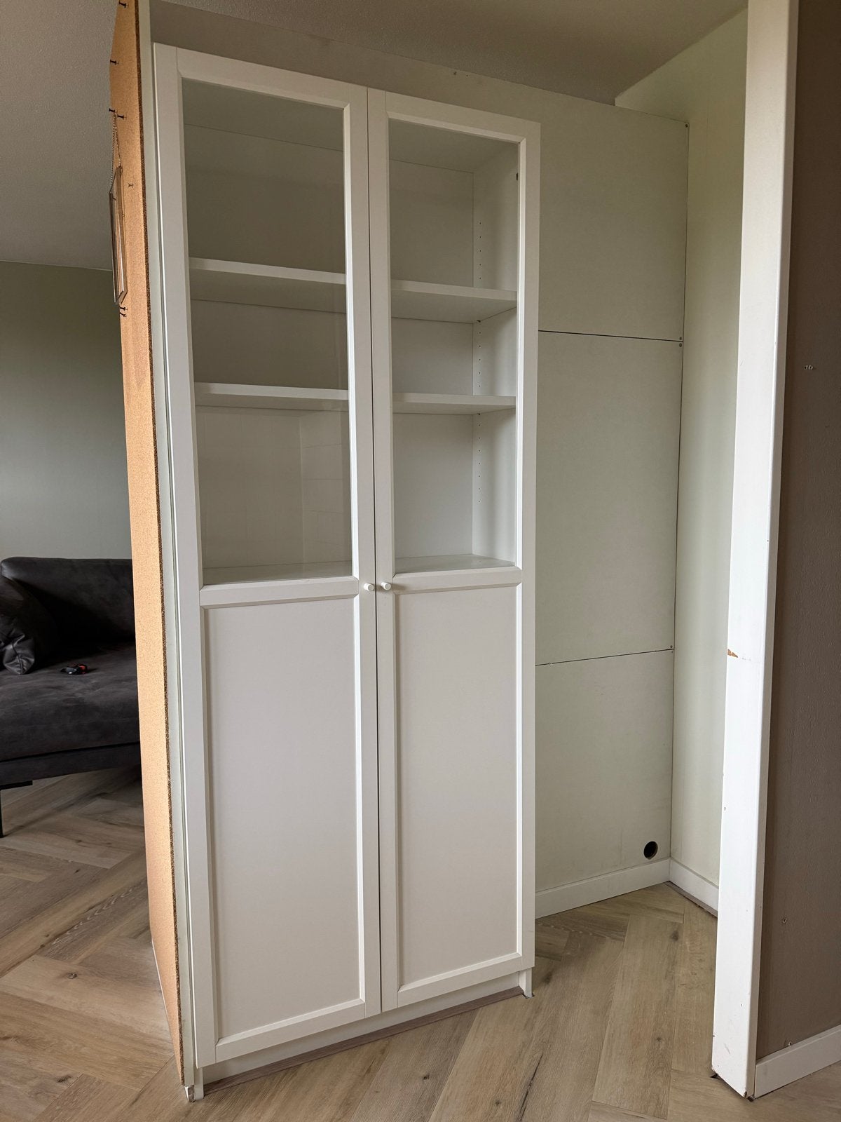 IKEA BILLY / OXBERG Boekenkast met paneel-/vitrinedeuren, Ophalen, Gebruikt, 200 cm of meer, 50 tot 100 cm