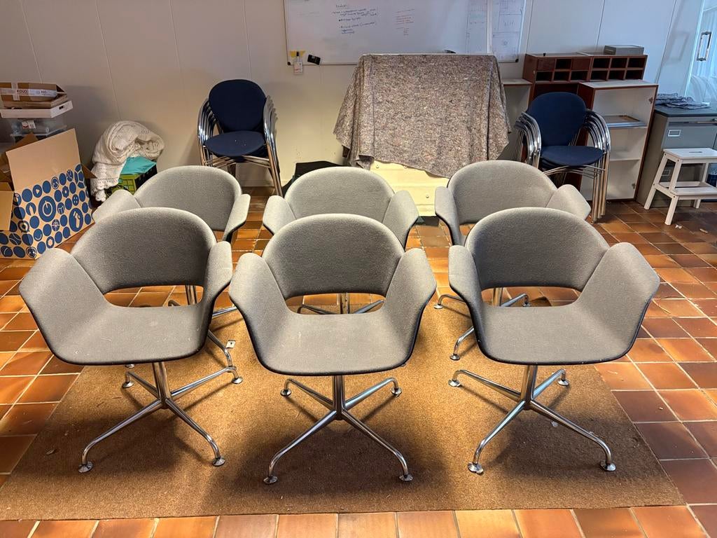 6x Bene Rondo fauteuil met gebruikerssporen, Ophalen, Gebruikt, Vijf, Zes of meer stoelen, Stof