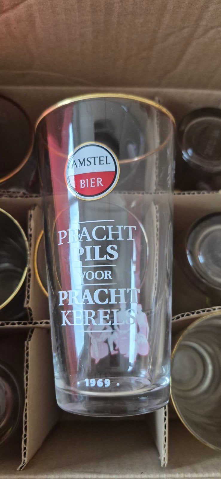 Amstel Bier 'Pracht Pils voor Pracht Kerels' Glazen, Ophalen, Nieuw, Glas of Glazen, Amstel