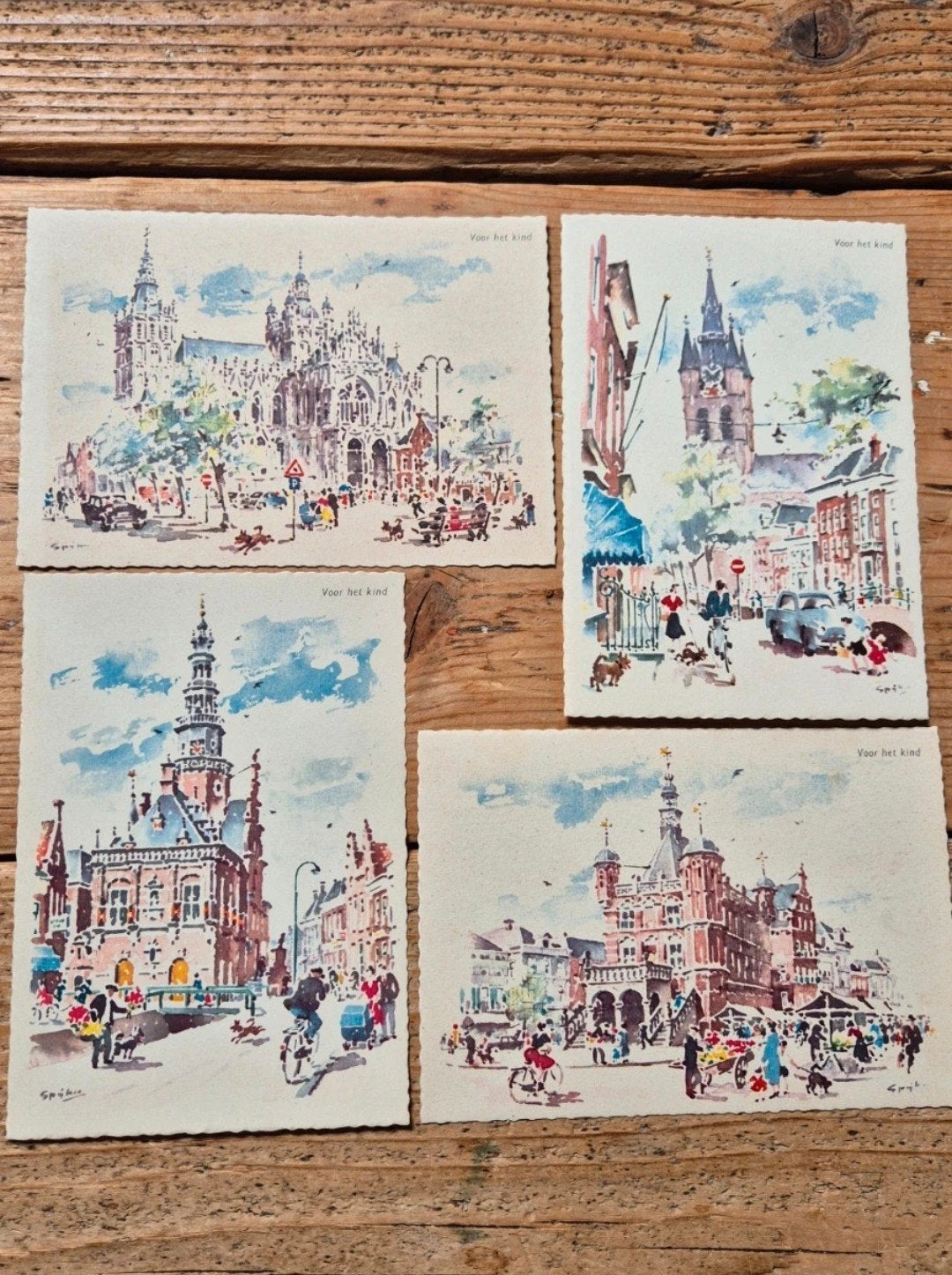 Vintage ansichtkaarten Piet Spijker stadsgezichten ongelopen, Ophalen of Verzenden, 1960 tot 1980, Ongelopen