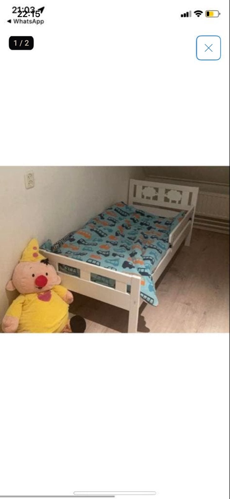 IKEA Kritter Peuterbed Wit (70x160 cm) met Lattenbodem, Kinderen en Baby's, Kinderkamer | Bedden, Gebruikt, 140 tot 160 cm, 70 tot 85 cm