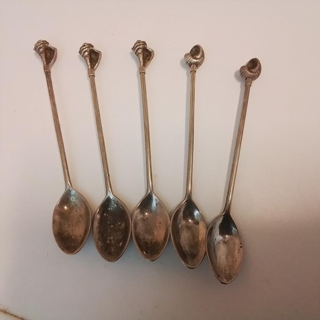 Lepeltjes met schelp,-alikruik afbeelding, Ophalen of Verzenden