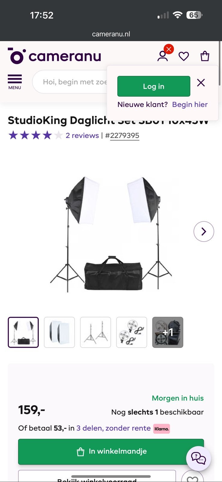 Studioking daglicht flitser set sb01, Ophalen of Verzenden, Zo goed als nieuw