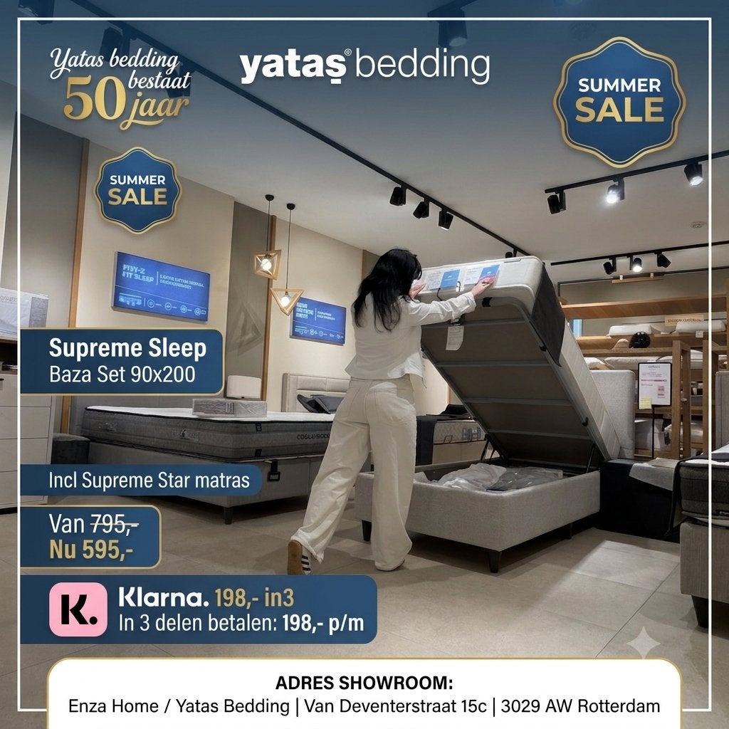 Supreme Sleep Baza Set 90x200 met matras, Ophalen, 90 cm, Eenpersoons, Baza yatas  matras  slaapspecialist  slaapadvies rugklachten