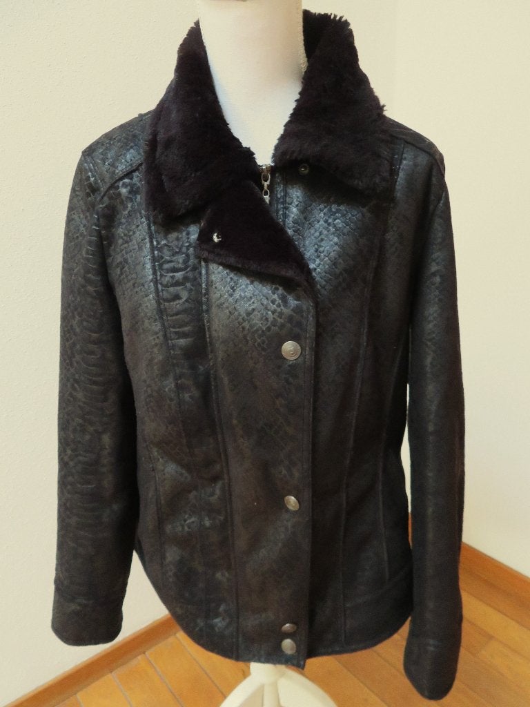 K70 BARBARA LEBEK winter jas imitatie leer zwart maat 40, Maat 38/40 (M), Zwart, Ophalen of Verzenden, Zo goed als nieuw
