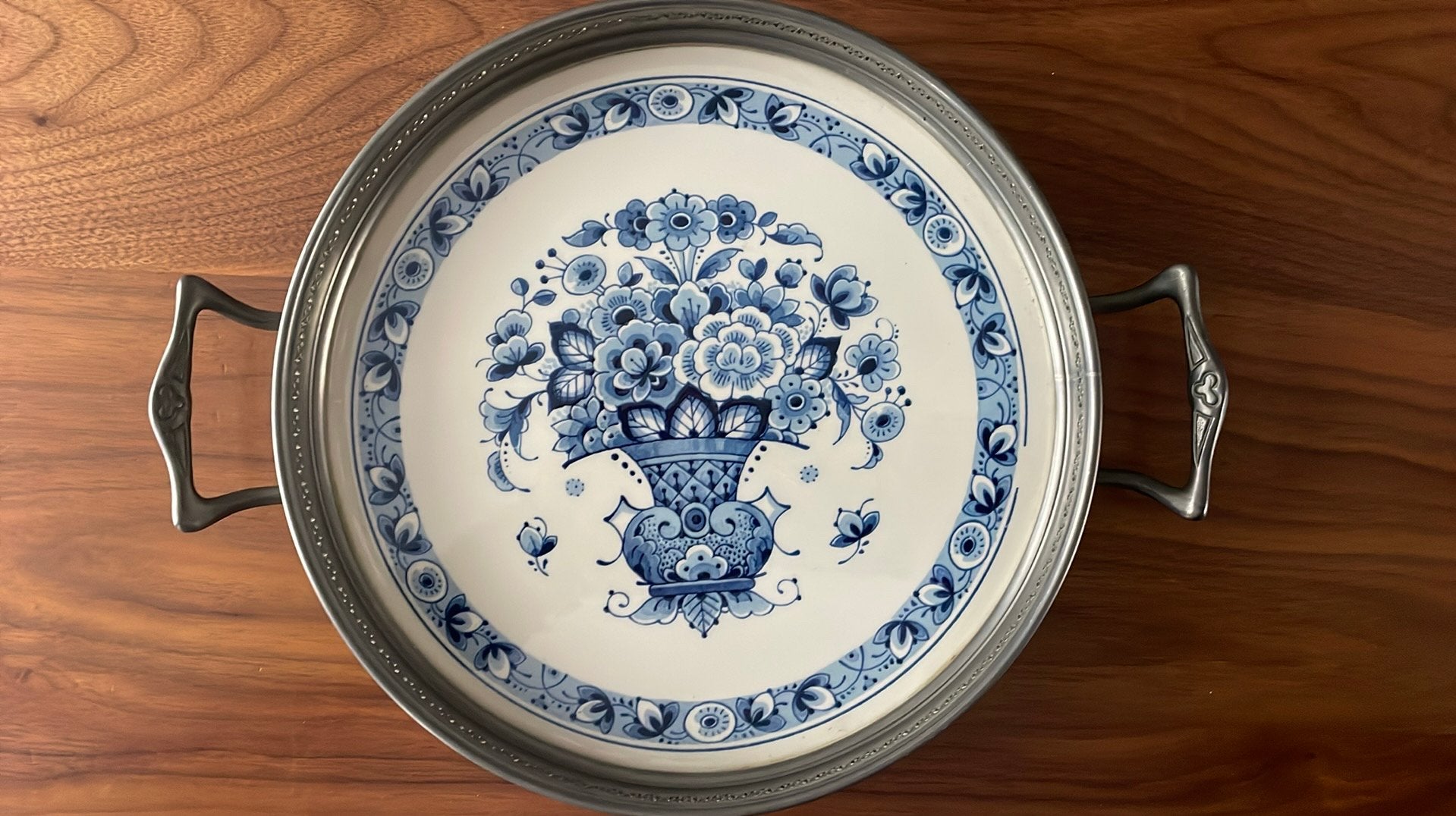Vintage Westraven Delfts blauw dienblad met tin – Art. 521, Ophalen of Verzenden