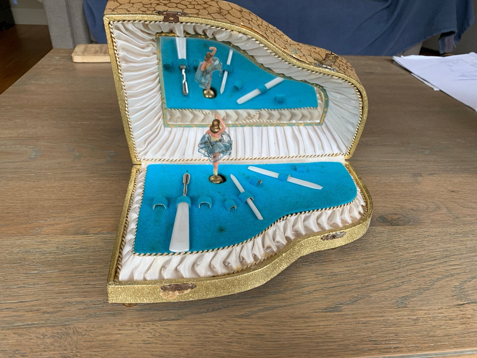 Vintage Muziekdoos Juwelendoos Piano met Ballerina's, Ophalen of Verzenden