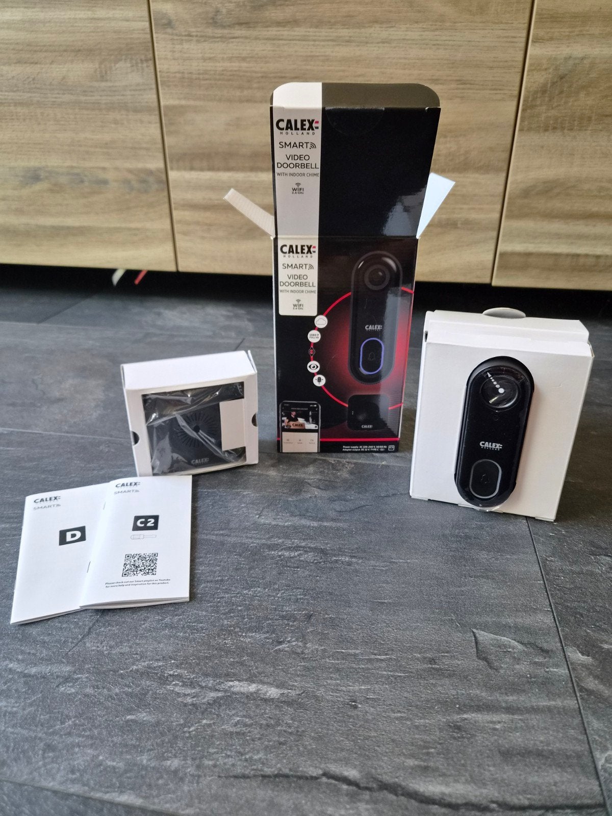 Calex Smart Video Deurbel met Binnenbel - Nieuw in doos, Ophalen of Verzenden, Bewegingsdetectiesensor, Nieuw, Draadloos