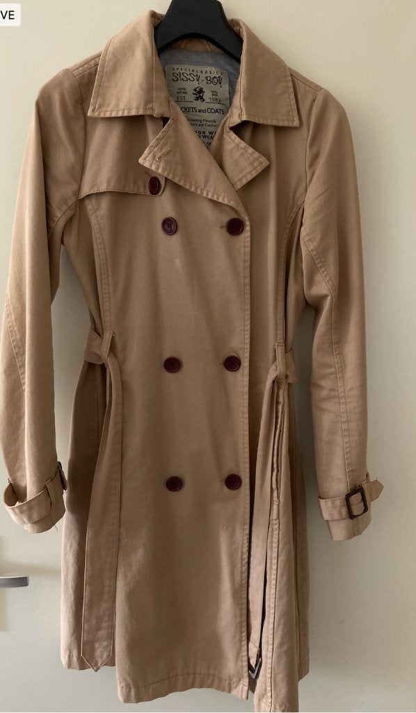 Trenchcoat, maat S. 100% katoen, valt groter uit meer M/L, Ophalen of Verzenden, Zo goed als nieuw, Zwart