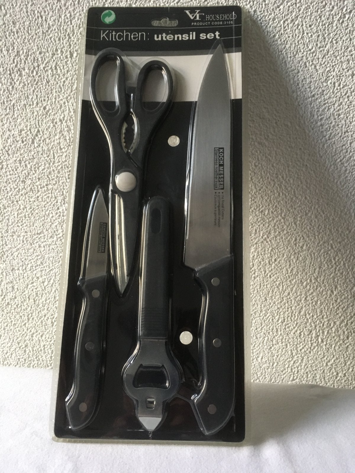 4-delige Keuken Messenset - Nieuw in Verpakking, Overige typen, Nieuw, Ophalen of Verzenden, Zwart