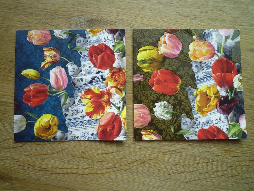 2x Kunstkaart bloemstilleven tulpenvaas Roman Henr Reisinger, Ophalen of Verzenden, 1980 tot heden, Sterren en Beroemdheden