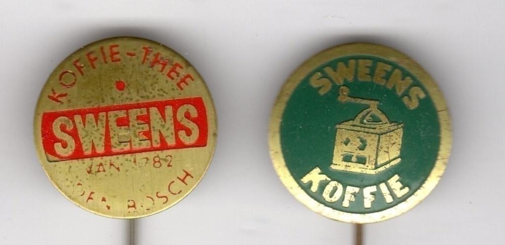 2 speldjes SWEENS KOFFIE DEN BOSCH (A3), Verzamelen, Speldjes, Pins en Buttons, Ophalen of Verzenden, Gebruikt, Overige onderwerpen