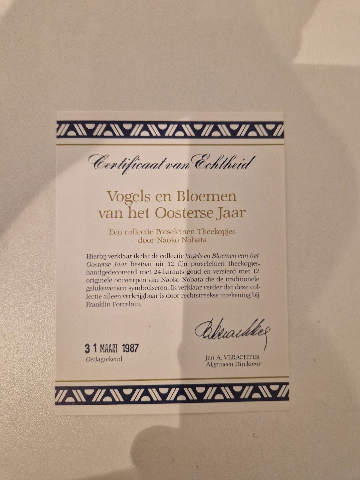 Franklin Porcelain Theekopjes  Oost, Ophalen of Verzenden