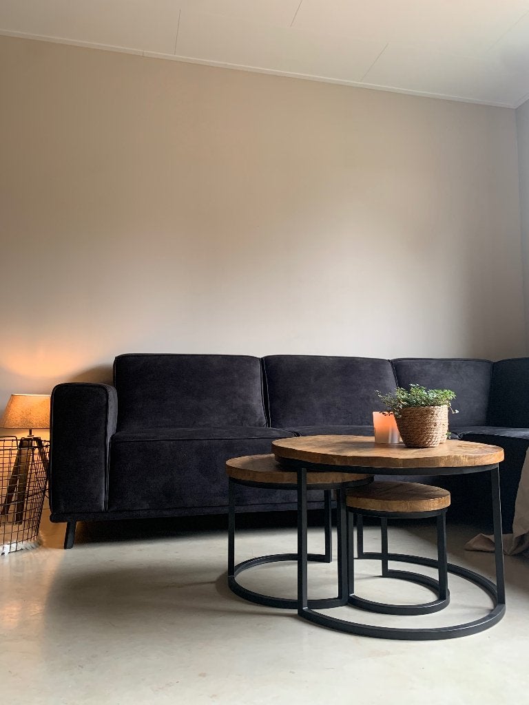 Hoekbank loungebank antraciet velvet stof, Ophalen, Gebruikt, Hoekbank, Stof