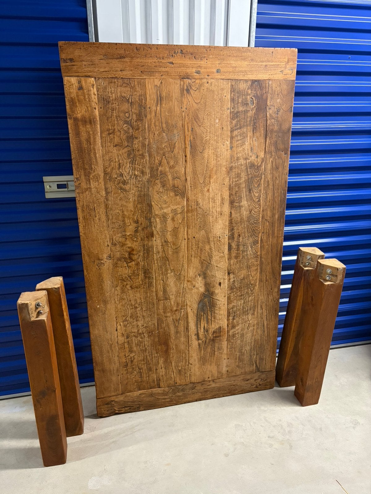 Bruine massief houten (Teak) eettafel - 160 bij 92 cm, Ophalen, Teakhout, 50 tot 100 cm, Zo goed als nieuw