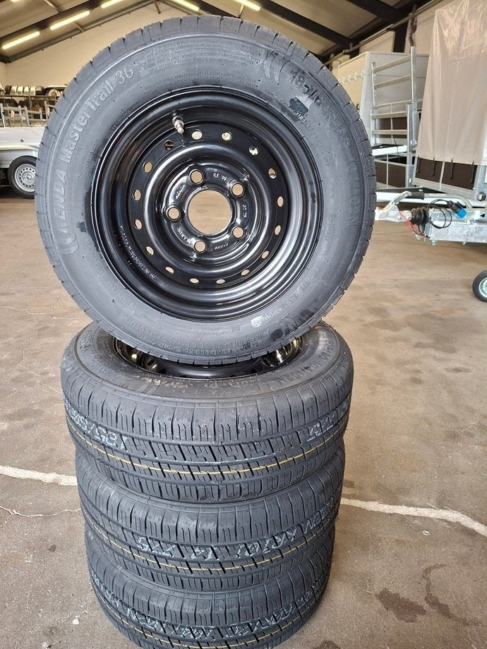 Voorraad ACTIE banden aanhangwagen 185/60R12C met velg ZWART, Ophalen, Nieuw