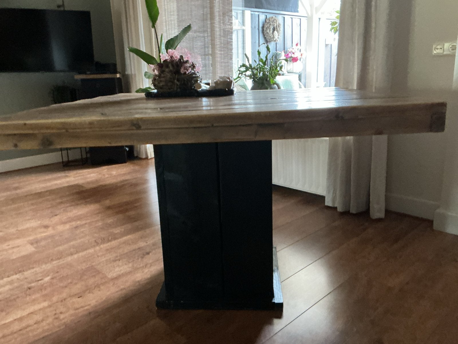 Steigerhouten eettafel 120x120 cm, Huis en Inrichting, Tafels | Eettafels, Ophalen, Gebruikt, 100 tot 150 cm, Vierkant