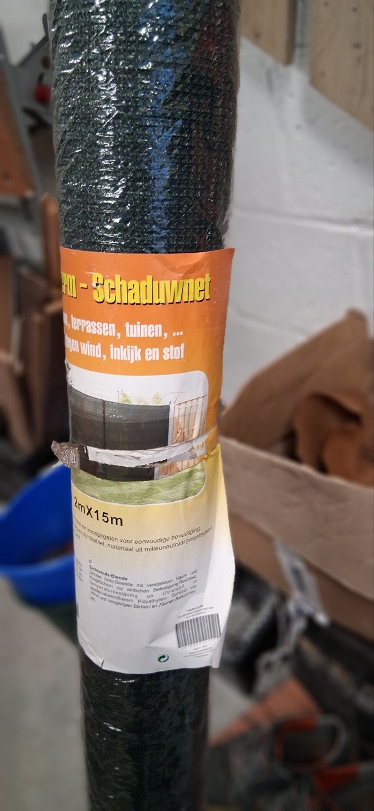 Tochtscherm - Schaduwnet Groen 2x15m voor Balkon/Tuin, Tuin en Terras, Ophalen, Nieuw