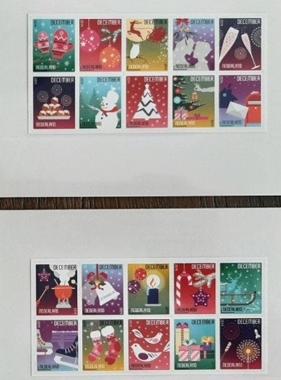 2014 Decemberzegels 2 veldelen met elk 10 zegels, Postzegels en Munten, Postzegels | Nederland, Ophalen of Verzenden, Postfris