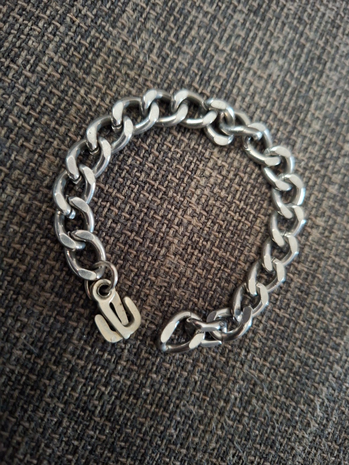 Stoere zilverkleurige schakelarmband, Ophalen of Verzenden, Gebruikt, Zilver, Staal