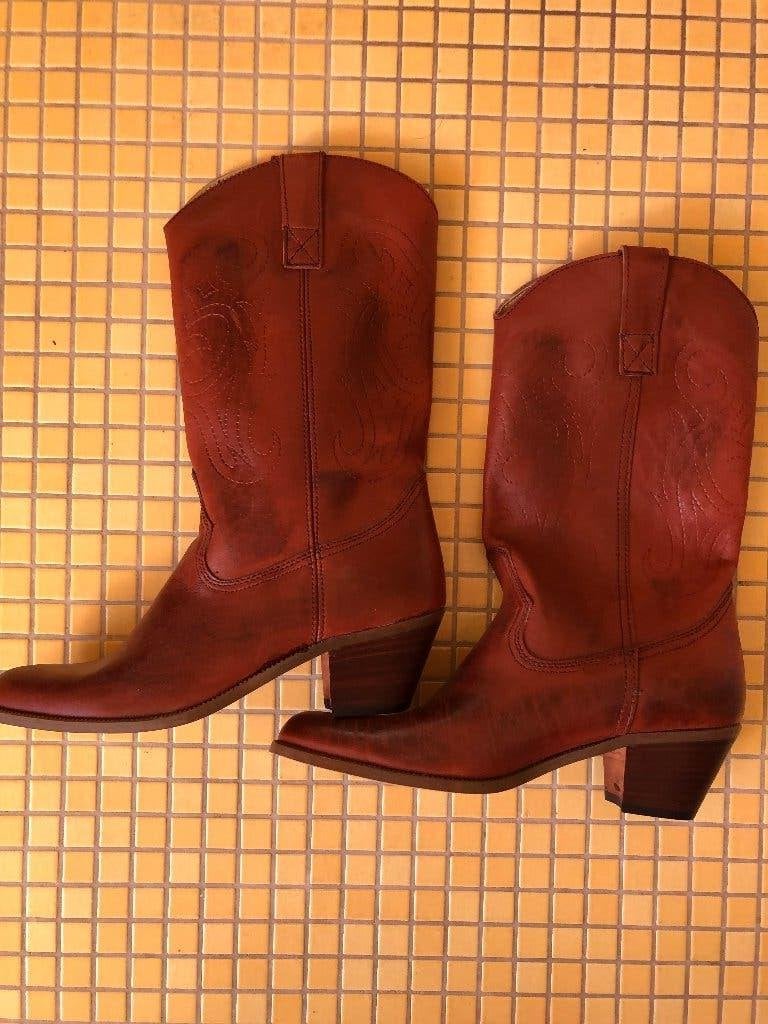 roodbruine western boots / laarzen Florentina mt 46, Kleding | Dames, Schoenen, Hoge laarzen, Overige kleuren, Verzenden, Florentina