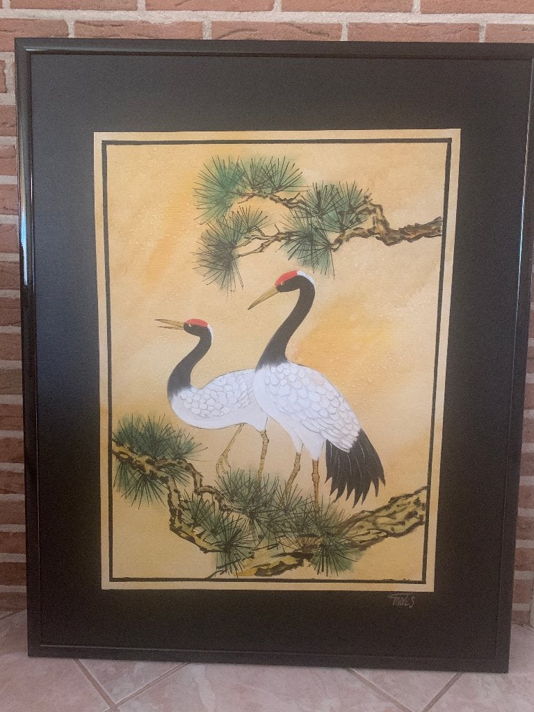 Schilderij kraanvogels, Ophalen