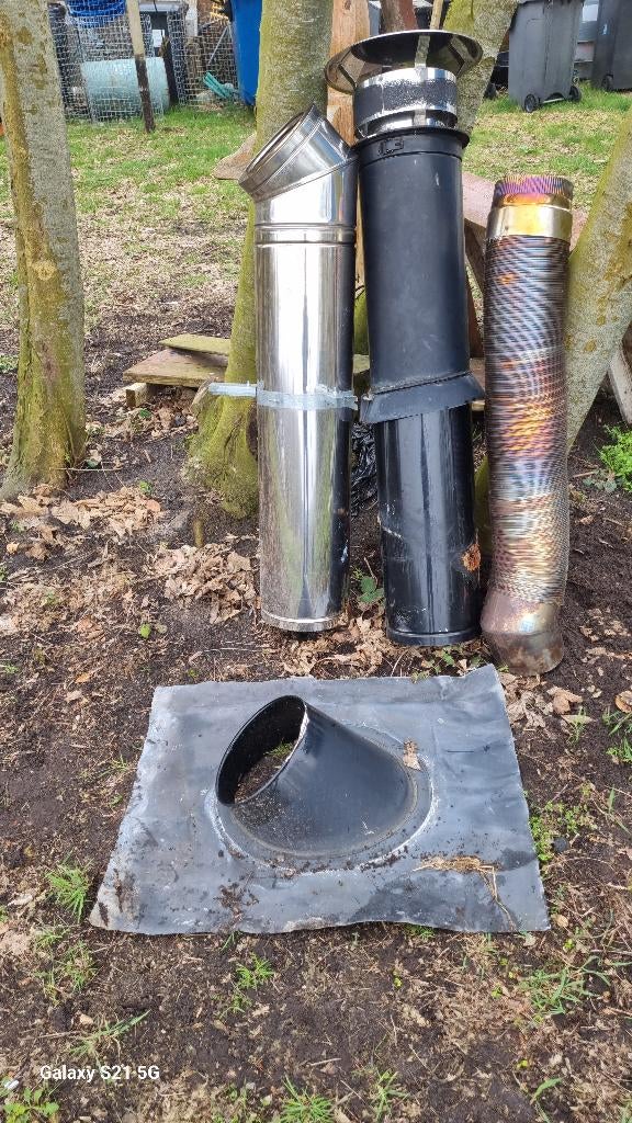 RVS ROOKGAS DUBBELWANDIG KACHEL KANAAL 180 MM INWENDIG, Huis en Inrichting, Kachels, Ophalen, Zo goed als nieuw, Vrijstaand, Hout