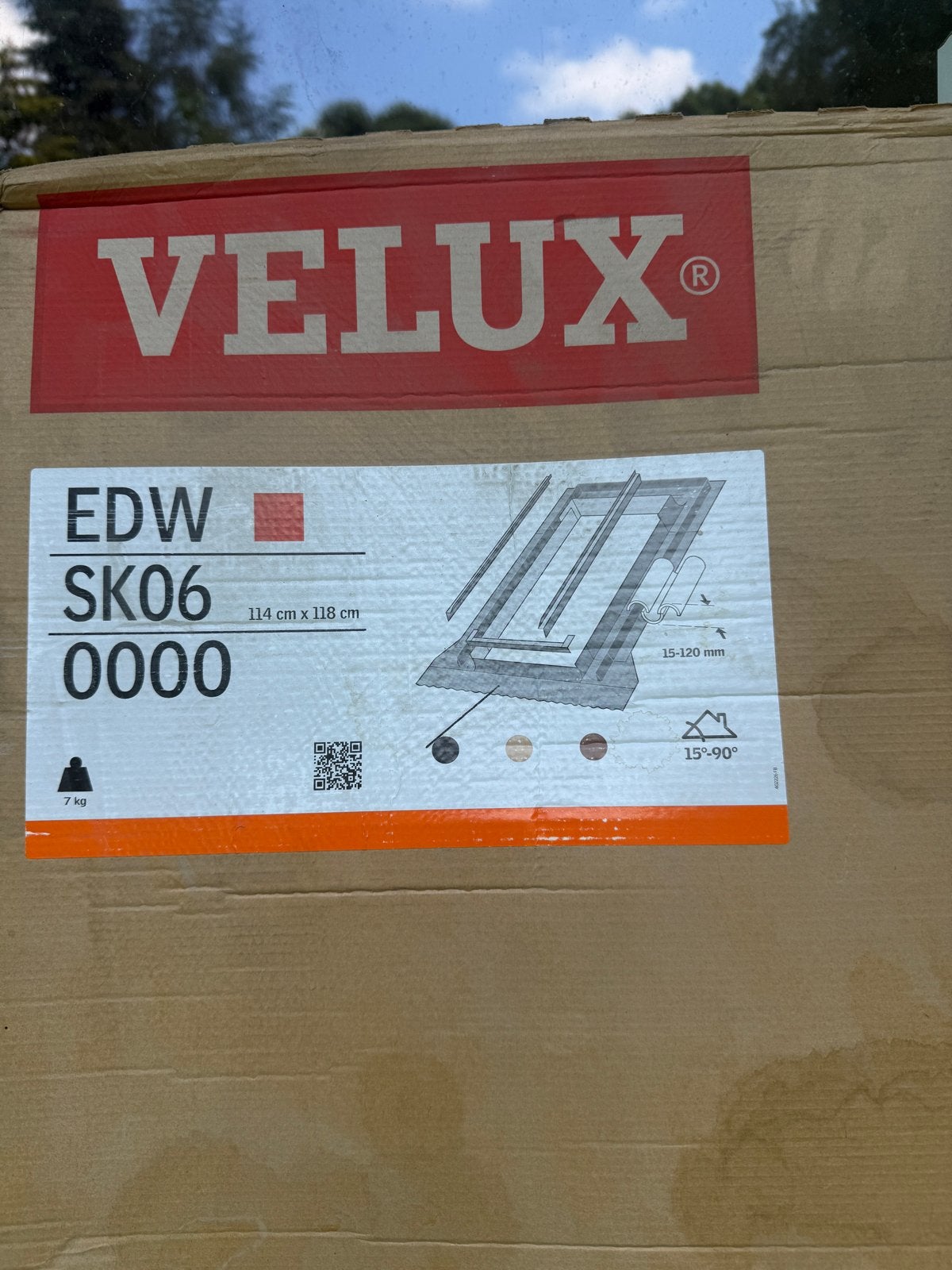VELUX EDW SK06 0000 – NIEUW | ORIGINEEL | 114×118 cm, Ophalen, Nieuw, Dakraam, 80 tot 120 cm