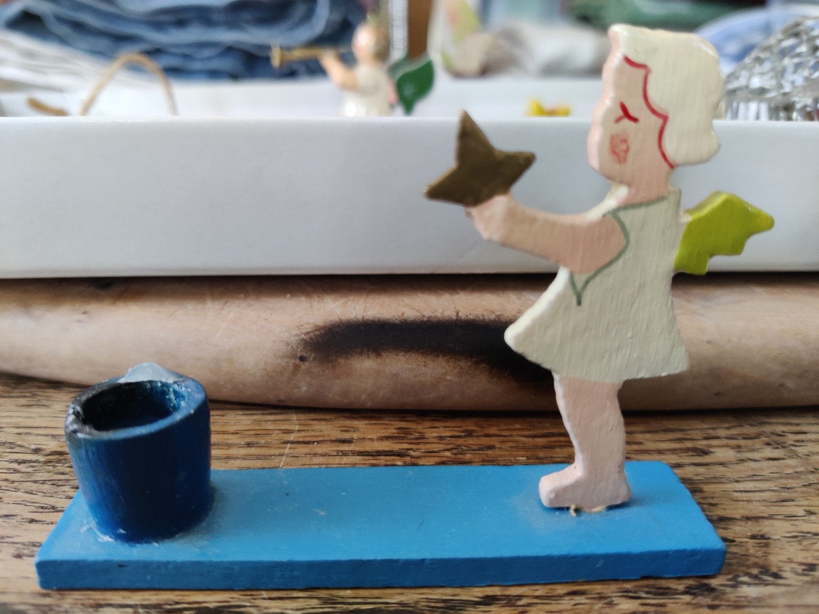 Oud engeltje kerst met kandelaartje, Diversen, Kerst, Ophalen of Verzenden