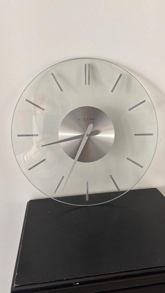 Wandklok NeXtime mat glas + roestvrij staal, Ophalen, Gebruikt, Wandklok