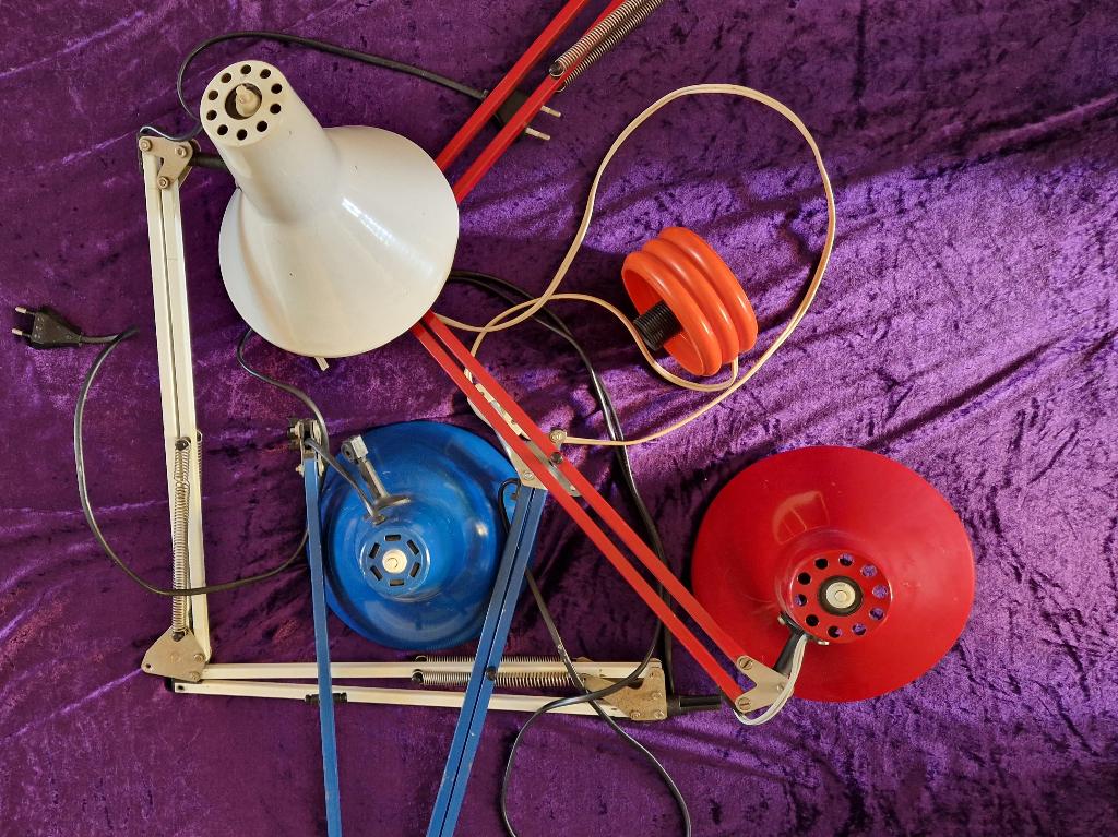 vintage bureaulampen - lampen - partij - lampenkappen, Ophalen, Gebruikt, Metaal, 50 tot 75 cm