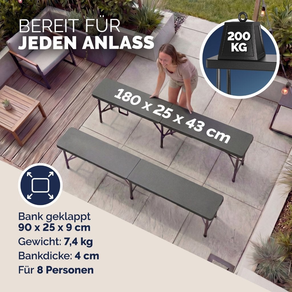 2x Bierbank picknickbank antraciet kunststof GRATIS BEZORGD!, Verzenden, Nieuw, Nvt, Nvt