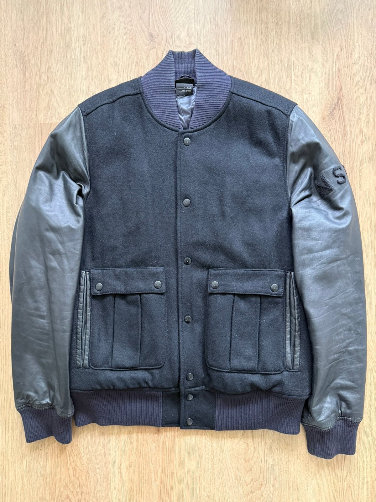 Nike Sportswear NSW Destroyer Bomber Jacket Leather - M, Ophalen of Verzenden, Gedragen, Maat 48/50 (M), Zwart