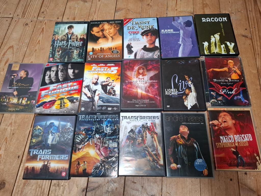 Groot DVD pakket met diverse films en concerten, Cd's en Dvd's, Vanaf 12 jaar, Ophalen, Gebruikt, Boxset