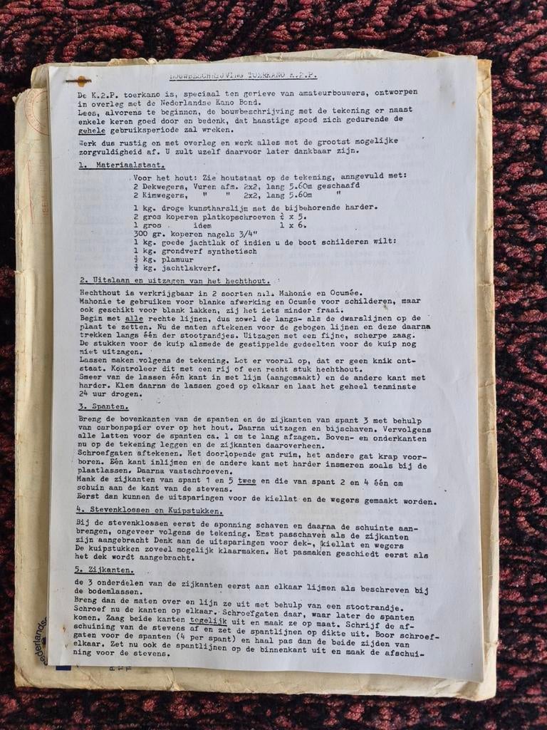 Bouwbeschrijving toerkano K.2.P., Ophalen, Gebruikt