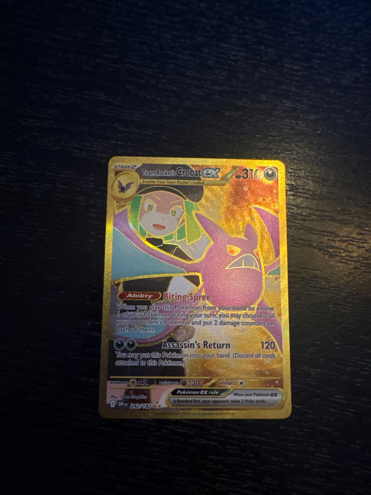 Team Rocket's Crobat ex (DRI 242) Destined Rivals, Ophalen of Verzenden, Zo goed als nieuw, Losse kaart, Foil