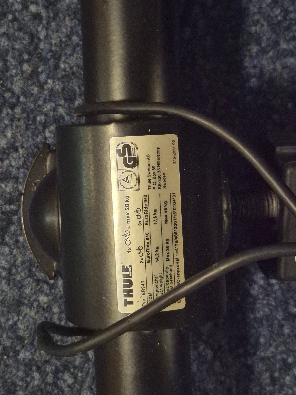 Thule EuroRide 940 Trekhaakdrager voor 2 fietsen, Auto diversen, Fietsendragers, Ophalen, 2 fietsen, Gebruikt, Trekhaakdrager