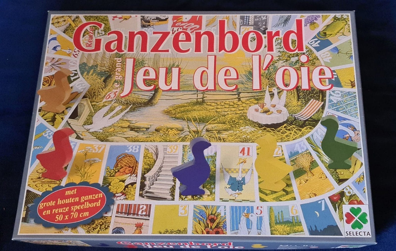 Ganzenbord / Jeu de l'Oie - Groot houten speelbord, Drie of vier spelers, Ophalen of Verzenden, Zo goed als nieuw, SELECTA