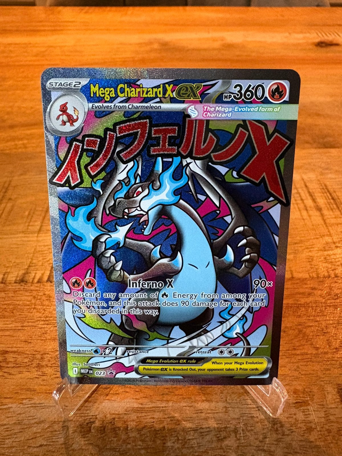 Mega Charizard X EX MEP 023, Ophalen of Verzenden, Zo goed als nieuw, Losse kaart, Foil