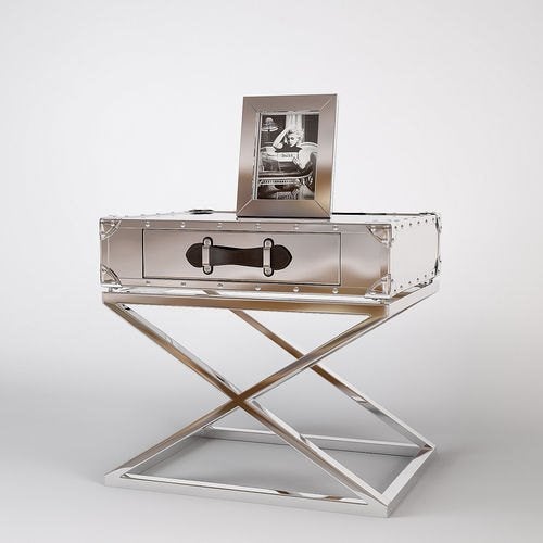 2x Eichholtz LUXE bijzettafel nachtkastje Barclay tafeltje, Ophalen, Gebruikt, Metaal of Aluminium, Eichholtz