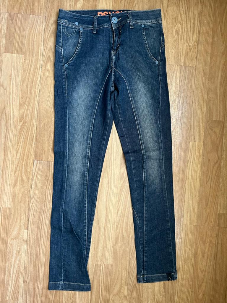 Psycho cowboy jeans (Jugsy) maat 28, Ophalen of Verzenden, Gedragen, Blauw, W28 - W29 (confectie 36)