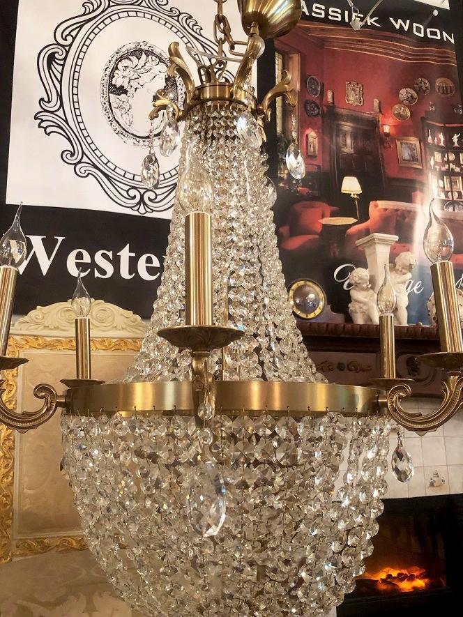 Groot kristallen kroonluchter swarovski zakkroonluchter, Huis en Inrichting, Lampen | Kroonluchters, Ophalen, Zo goed als nieuw