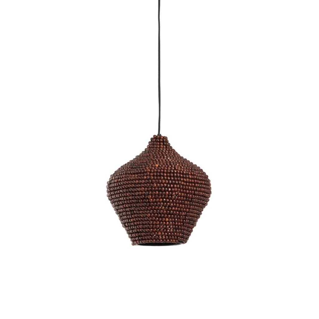 Hanglamp KALENGA Light & Living kralen donkerbruin Ø28x30, Ophalen of Verzenden, Nieuw, Hout, E27 (groot)