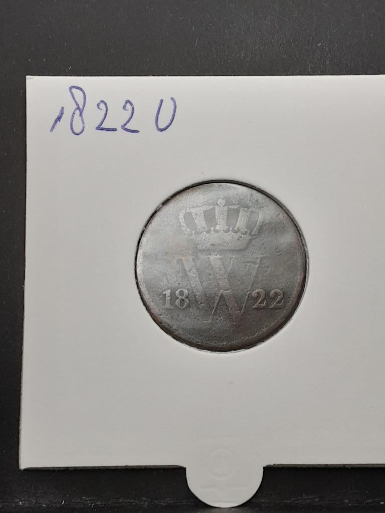 1 cent 1822 U Koning Willem I, Postzegels en Munten, Munten | Nederland, Ophalen of Verzenden, Koning Willem I, 1 cent, Losse munt