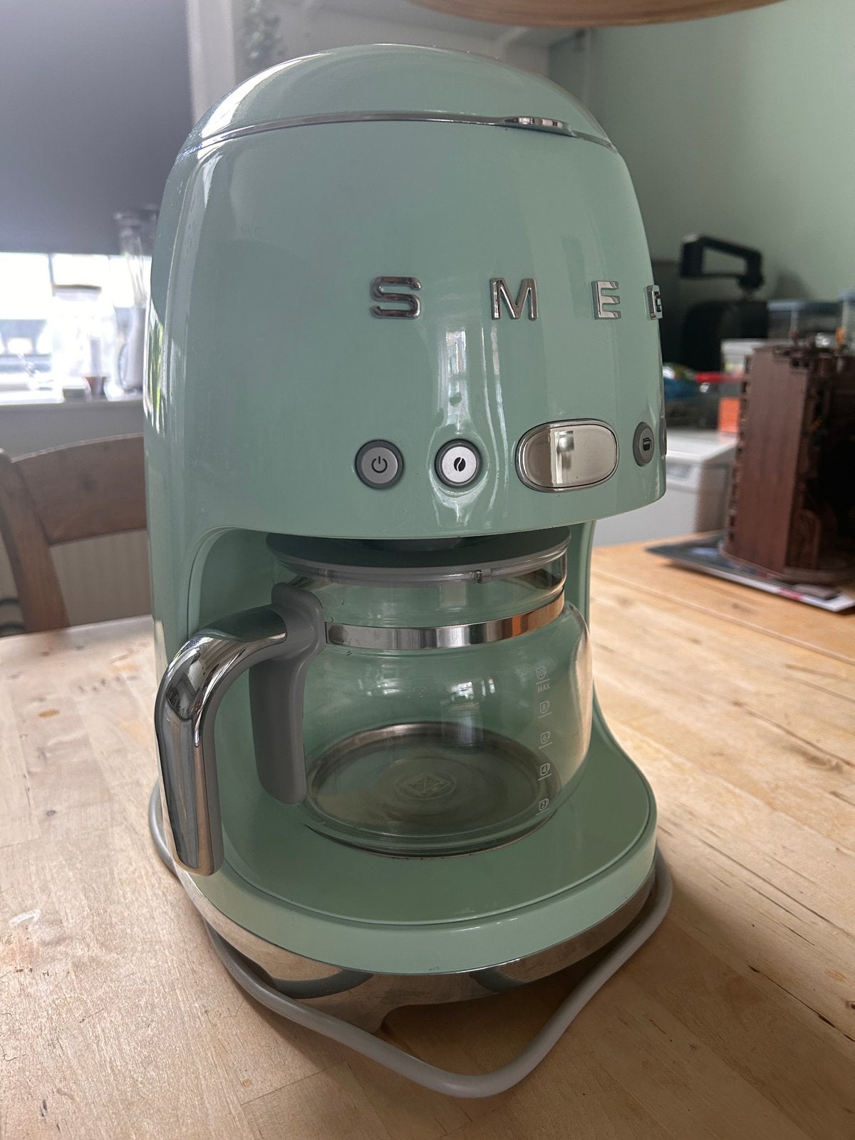 SMEG Koffiezetapparaat Mintgroen - Zo goed als nieuw, Ophalen, 10 kopjes of meer, Koffiemachine, Gemalen koffie