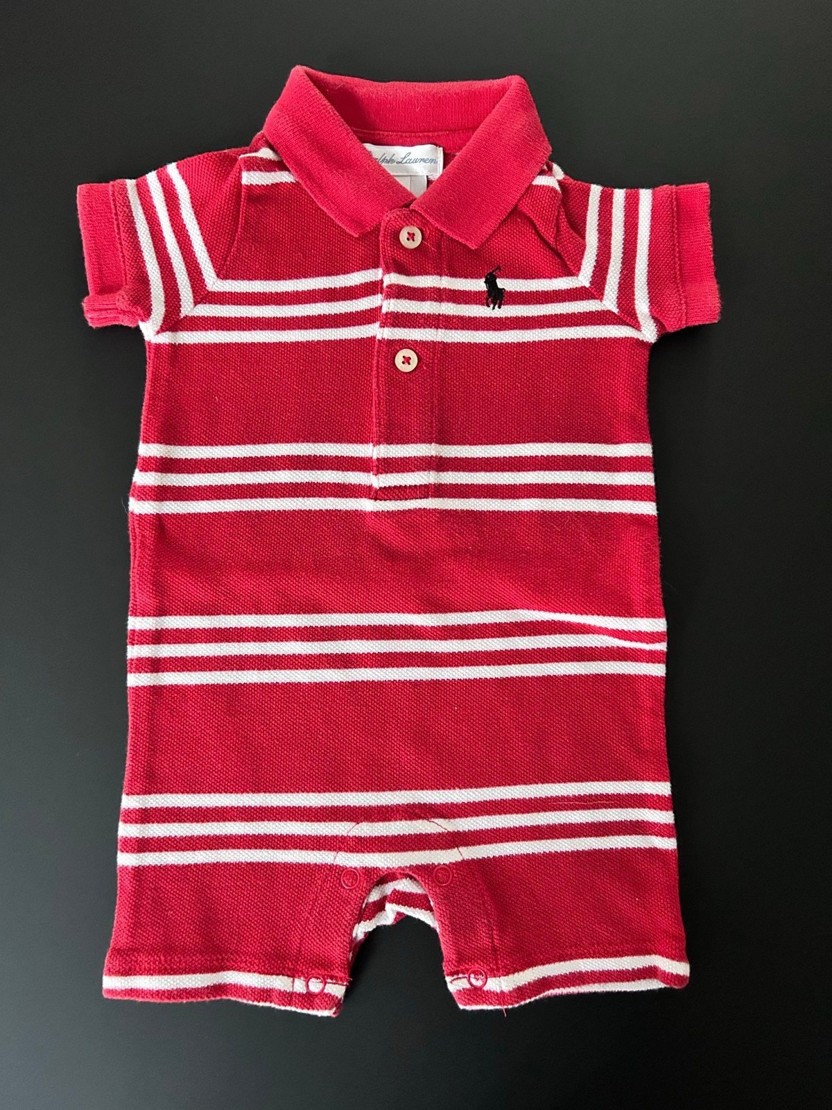 Ralph Lauren pakje/ romper gestreept rood wit - maat 3 mnd, Ophalen of Verzenden, Zo goed als nieuw, Jongetje of Meisje