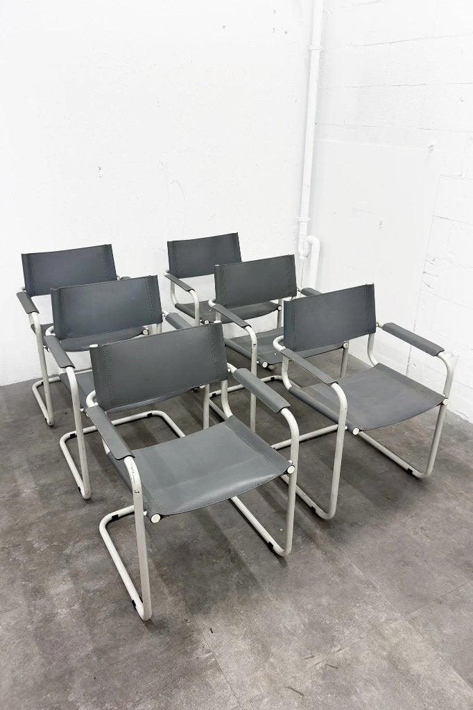 Set van 6 80s S34 vintage stoelen, Ophalen, Gebruikt, Leer, Bauhaus / modern