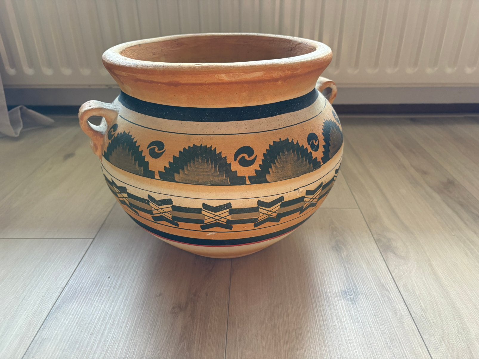 Hangemaskte aardewerk pot heel groot, Tuin en Terras, Bloempotten, Ophalen, Gebruikt, Rond, Tuin