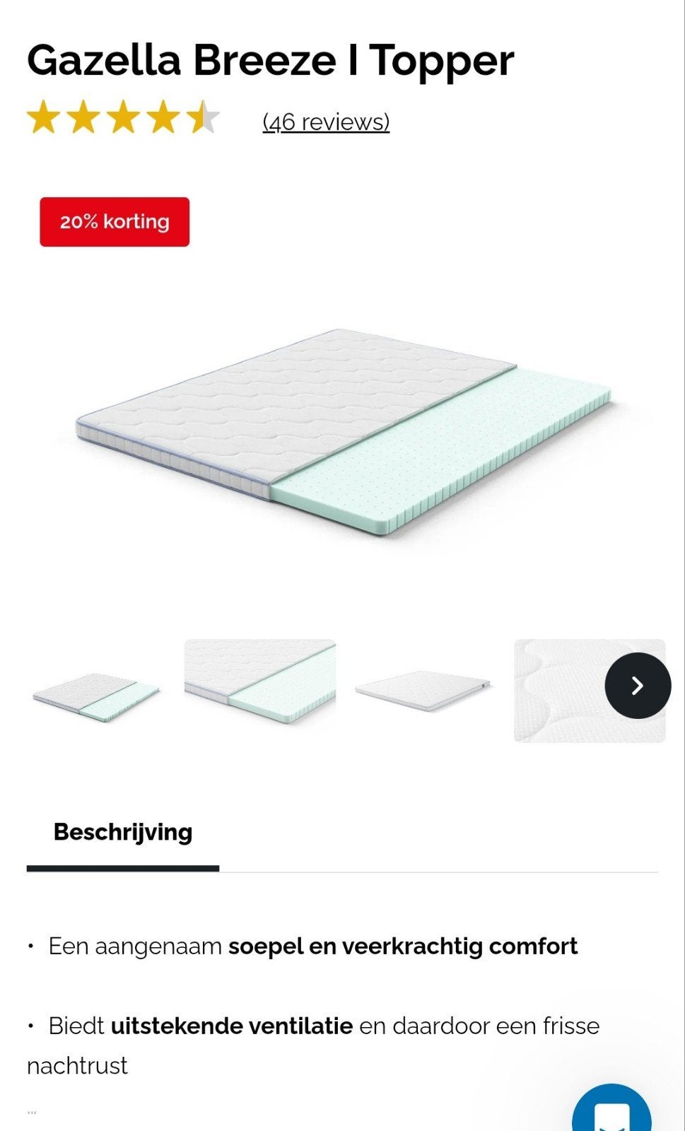 Topmatras Gazella Breeze I Swiss Sense 160x200 - Nieuwstaat, Ophalen, 200 cm, 160 cm, Nieuw